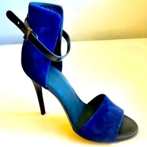 New VINCE Italy Adley Cobalt Blue Suede Sandal Stiletto Ankle Strap 10 MSRP $425